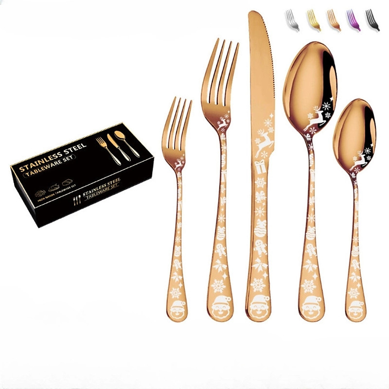 20/40 Piece Christmas Tableware Set for 8, Black Flatware set Service for 8,Unique Christmas Tree Snowflake Pattern DesignSatin Finish Cutlery for 8,Dishwasher Safe