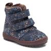 Lauflernschuh BISGAARD "storm lamb", Kinder, Gr. 27, blau (blau flower), Leder, casual, Schuhe, Babyschuh mit Lammfell, Größenschablone zum Download