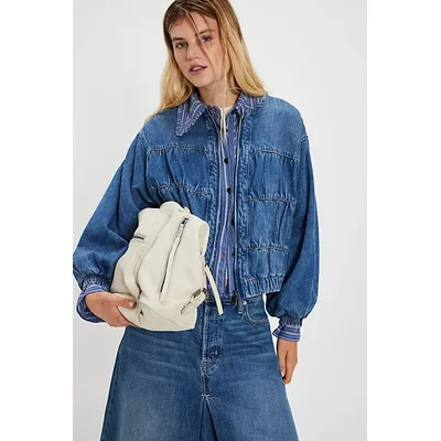 We The Free Layla Denim Jacket at Free People in Blue Jay, Size: Medium