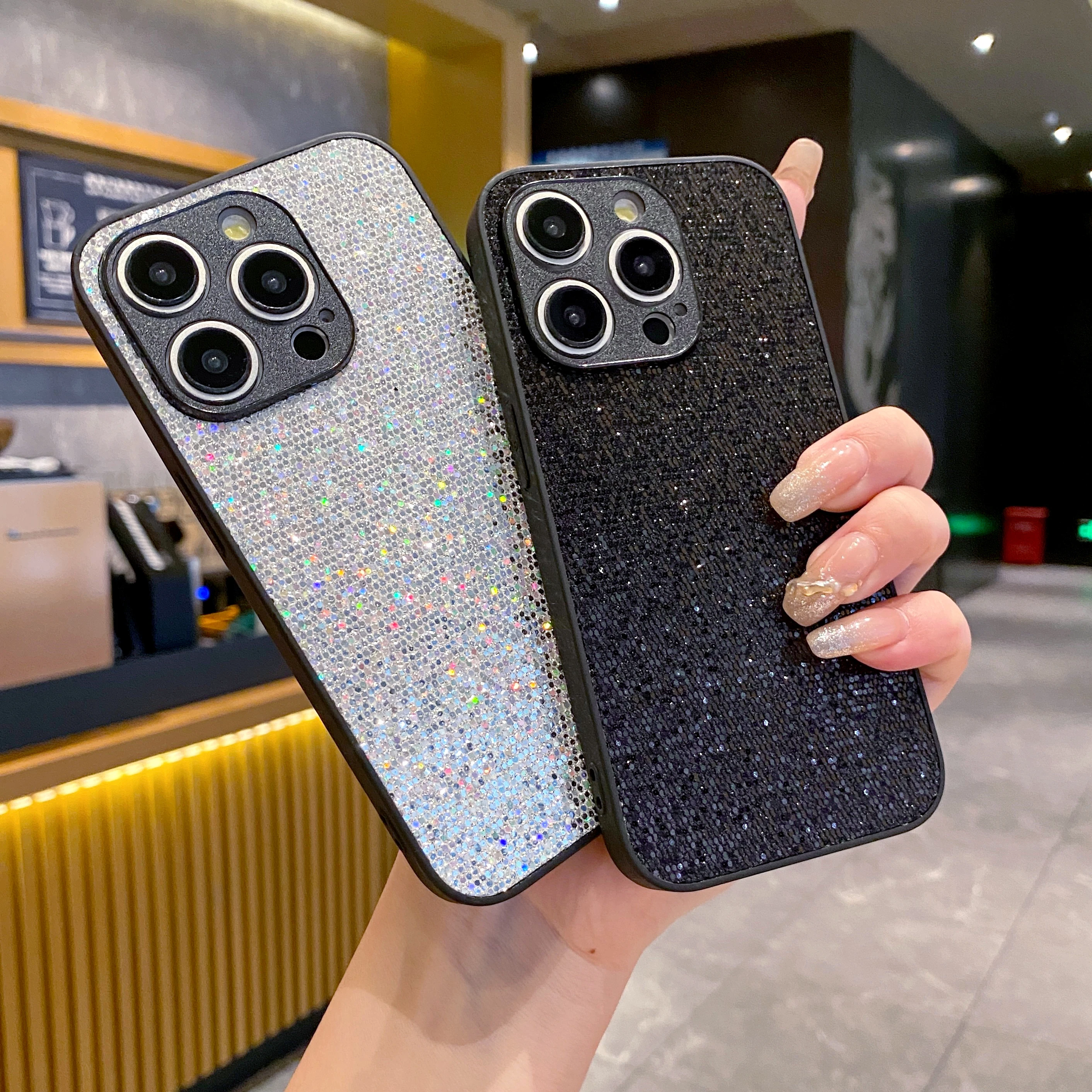 Luxus Starlit Sky Twinkle TPU Handyhülle für iPhone 17 16 15 14 13 12 11 Pro Max 7 8 Plus 17Air 16E Glitzer Leder Soft Shell Image