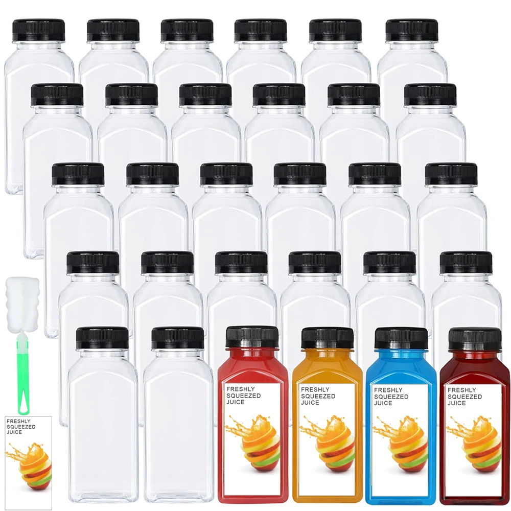 Leere 8-Unzen-Kunststoffflaschen mit auslaufsicheren Kappen, recycelbare Großgetränkbehälter in Lebensmittelqualität, durchsichtige PET-Flaschen für selbstgemacht Image