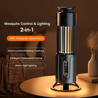 2-in-1 Mosquito Killer Lamp Mute Anti-Mosquito Lamp Rechargeable Mosquito Repellent Electronic Mosquito Killer Timing Control