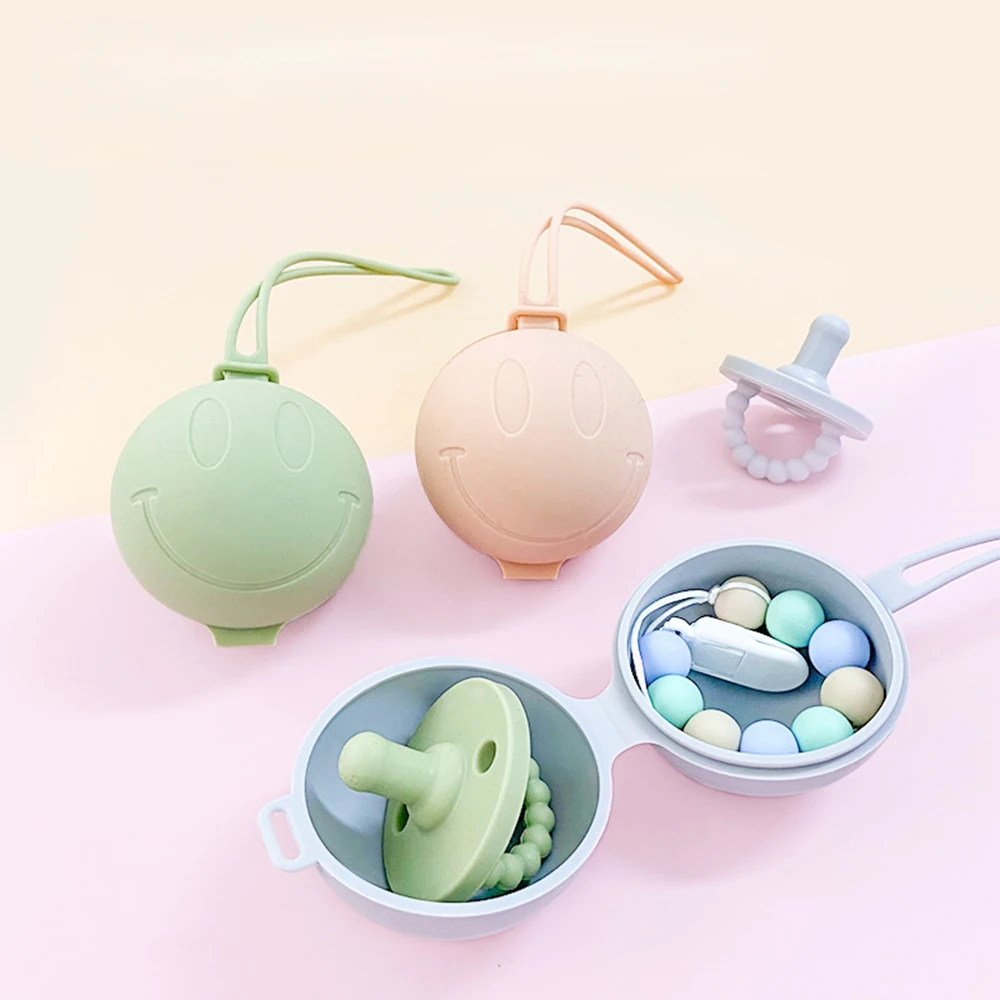 1 Stück/2 Stück Silikon-Schnullerhalter-Etui, tragbare Reise-Schnuller-Tasche für Neugeborene, BPA-freier Silikon-Schnuller-Aufbewahrungsbehälter Image
