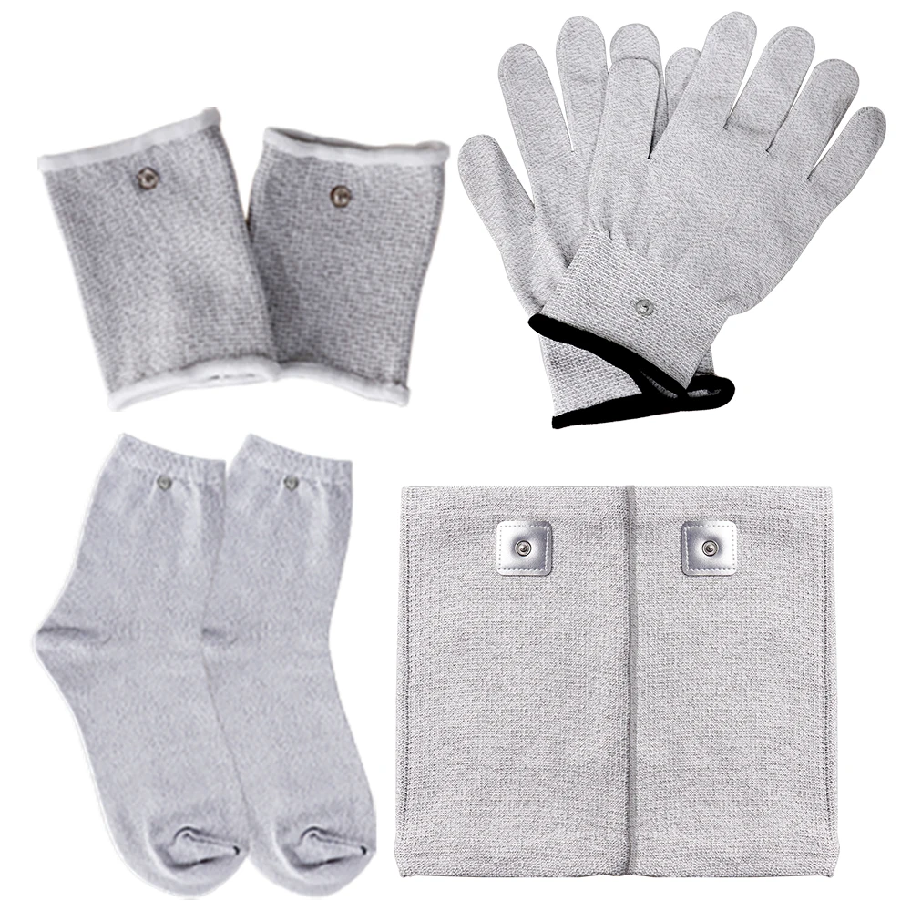 Elektrode Silberfaser Handschuhe Socken Handgelenke ​ Knieschützer für TENS Body Massager Muskelstimulator Massagegerät Zubehör Image