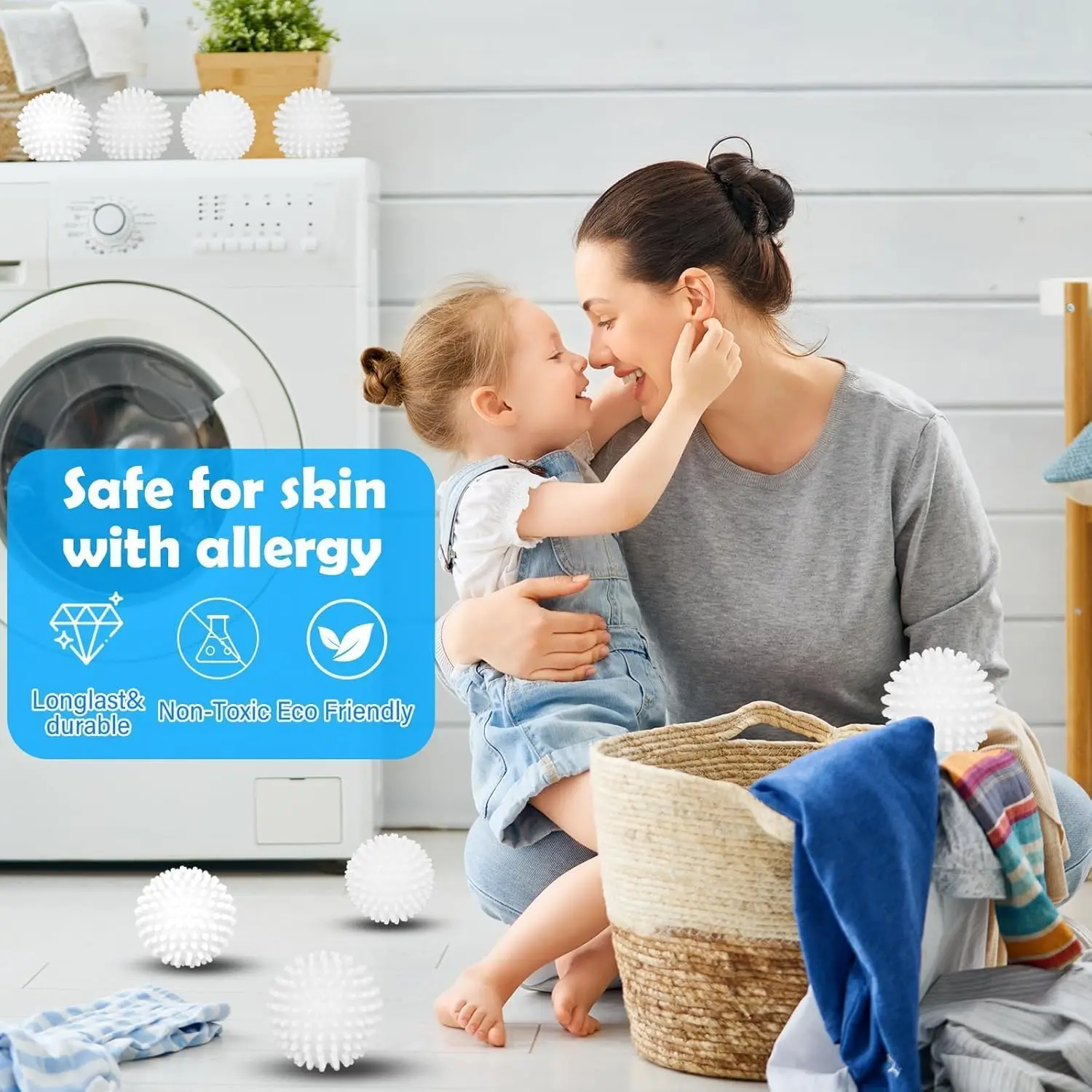 Anti-Wickel-Wäscheball, rund, reinweiß, magische Reinigungstrommel, Waschmaschine, Wäschetrockner, Bälle, Waschmaschinenreiniger Image