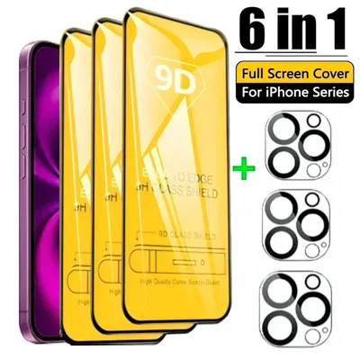6-in-1 HD Clear Full Screen Protector für iPhone 17 16 15 14 Pro Max 16e Kamera Objektiv Film für iPhone 12 13 11 Pro 16 15 14 Plus