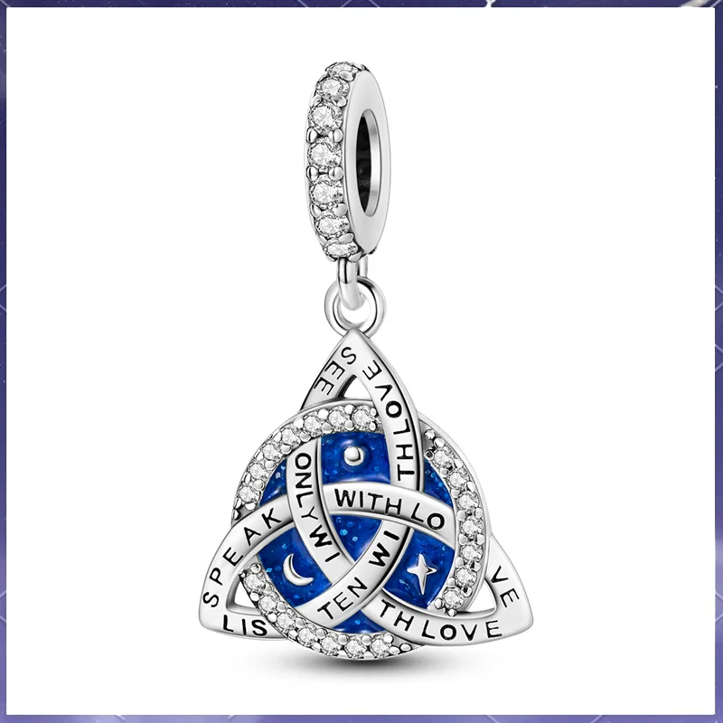 Sternenhimmel-Anhänger aus 925er Silber mit keltischem Knoten, geeignet für Original-Armbänder, die modische Schmuck-Halsketten für Frauen kreieren Image