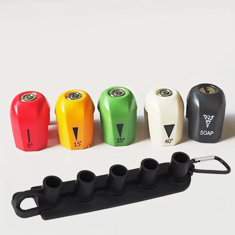 5-teiliges Autowaschwerkzeug-Schnellverbindungsdüsen-Set für Hochdruckreiniger, Hochdruck-Reinigungspistolen-Set (0 ° , 15 ° , 25 ° , Seife), 5 Farben Image