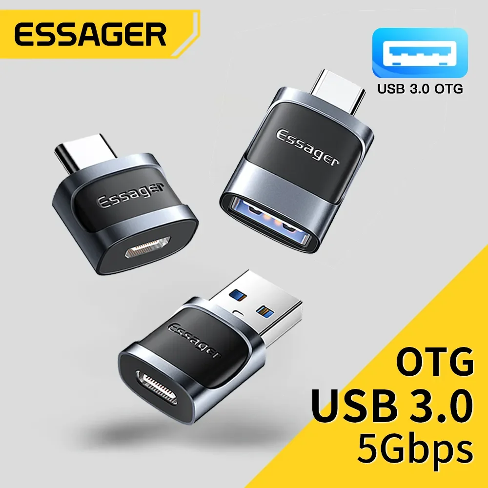 Essager USB C auf USB 3.0 OTG-Adapter Typ C Buchse Konverter USB-C-Stecker auf Mikro-Adapter für Xiaomi 12 POCO Oneplus iPad MacBook Image
