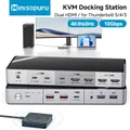 Docking station per switch KVM per doppio monitor Minisopuru per desktop portatile, con hub USB di ricarica 4K HDMI 15W per Thunderbolt 5/4/3