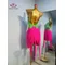 Abbigliamento da donna per pratica di danza latina, abbigliamento floreale bicolore personalizzato di fascia alta, abito da samba con strass