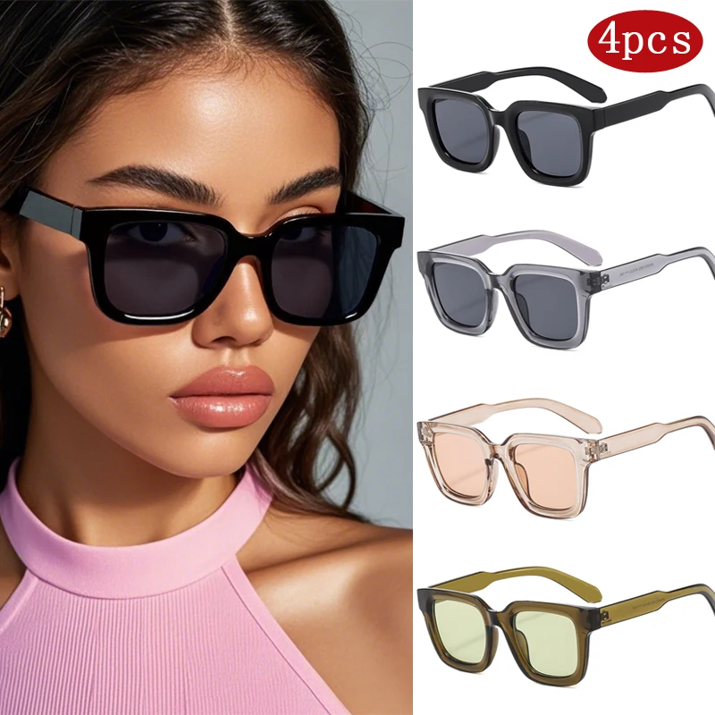Radfahren 4 stücke Einfache Stil Quadrat Sonnenbrille Frauen Trendy Designe Cat Eye Weibliche Sonnenbrille Klassische Unisex Brillen UV400 Image