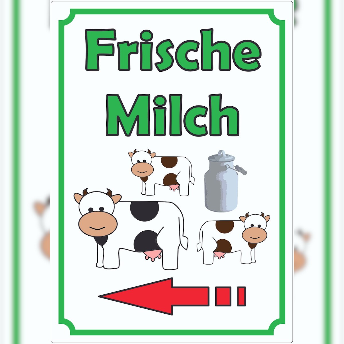 HB-Druck Frische Milch Aufkleber Hochkant mit Pfeil links A1 (594x841mm) Image