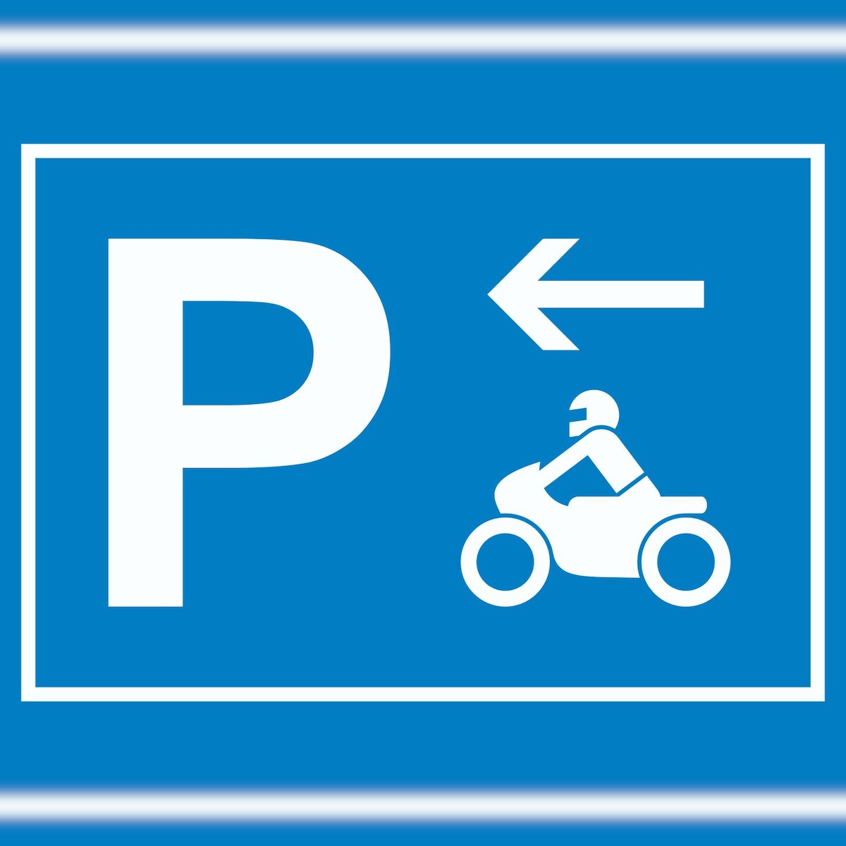 HB-Druck Motorrad Bike Parkplatz Schild mit Richtungspfeil links waagerecht A3 Rückseite selbstklebend Image