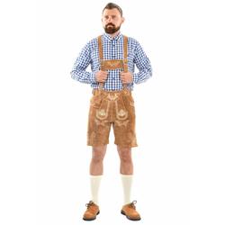 Trachtenlederhose ALESSANDRO SALVARINI "ASFerdl", Herren, Gr. Gr. 46, Normalgrößen, braun (hellbraun), 100% Echtleder, Hosen, Lederhose in Trachtenstil in kurzer Schnittform aus Echtleder