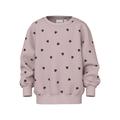 Sweatshirt NAME IT "NMFNEHEART NREG SWEAT BRU", Mädchen, Gr. 110, lila (burnished lila), Sweatware, Obermaterial: 95% Baumwolle, 5% Elasthan, bedruckt, casual, regular fit, Rundhals, Langarm Rippbündchen, Sweatshirts
