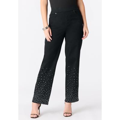Plus Size Women's Plus Size 360° Stretch Wide Leg Jean by Denim 24/7 by Roamans in Black Jewel Ombre (Size 26 W)