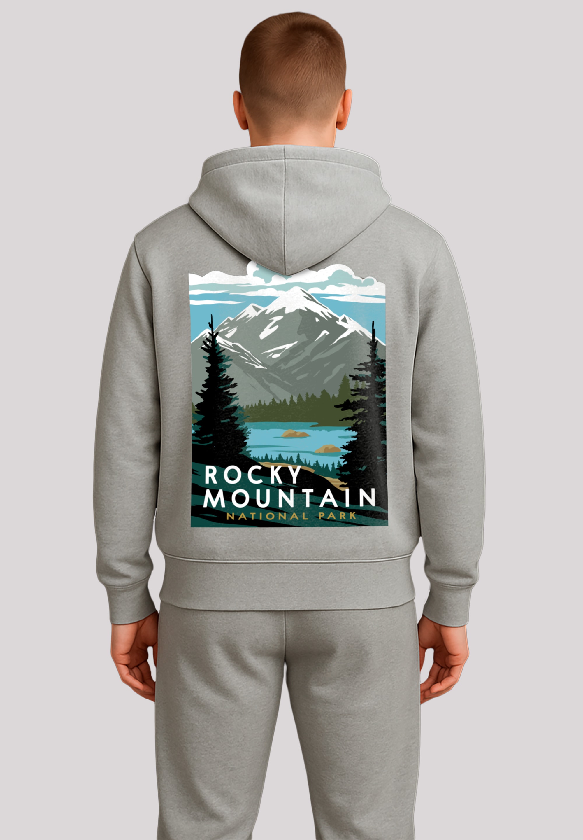 Kapuzenpullover F4NT4STIC "US National Parks Rocky Mountain National Park", Herren, Gr. XL, grau (grau melange), Obermaterial: 80% Baumwolle, 20% Polyester, relaxed fit, Pullover Kapuzenpullover, Premium Qualität