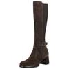 Overkneestiefel NERO GIARDINI "Nero Giardini Stiefel Leder/Textil", Damen, Gr. 38, braun (dunkelbraun), Leder, Textil, casual, Schuhe