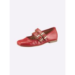 Ballerina HEINE, Damen, Gr. 39, rot, Leder, Glattleder, Lackleder, Lackleder, modisch, Schuhe