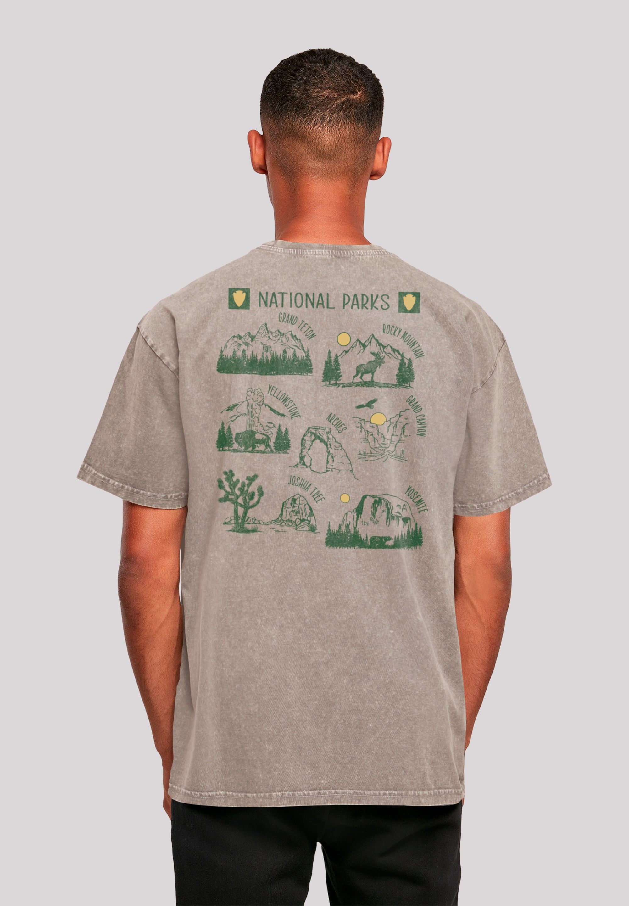 T-Shirt F4NT4STIC "US National Parks Montage", Herren, Gr. L, asphalt, Obermaterial: 100% Baumwolle, oversize, Rundhals, ohne Bündchen, Shirts, Premium Qualität Image