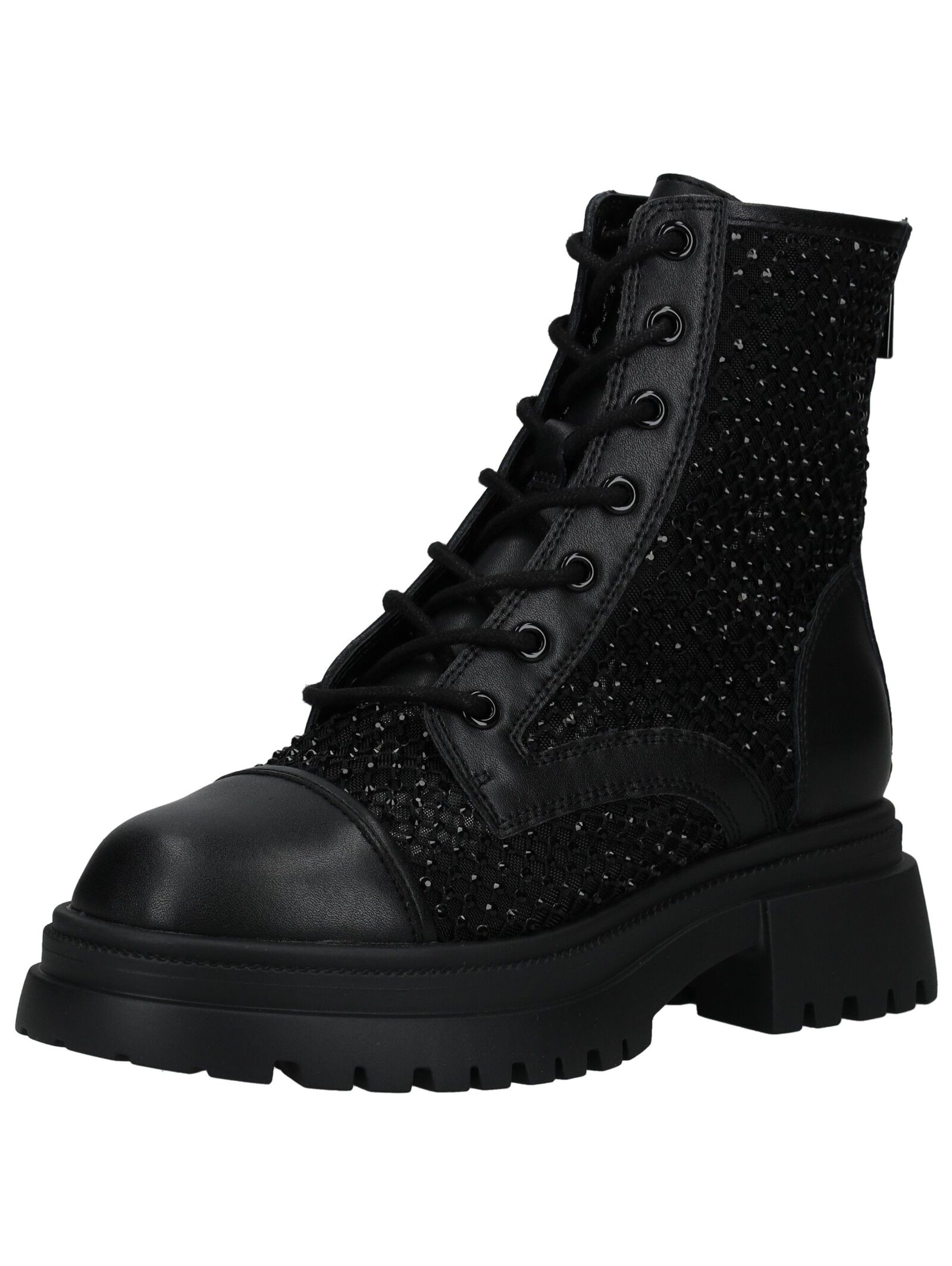 Schnürstiefelette STEVE MADDEN "STEVE MADDEN Stiefelette Leder/Synthetik", Damen, Gr. 41, schwarz (schwarz kombi), Leder, Synthetik, Schuhe Schnürstiefelette