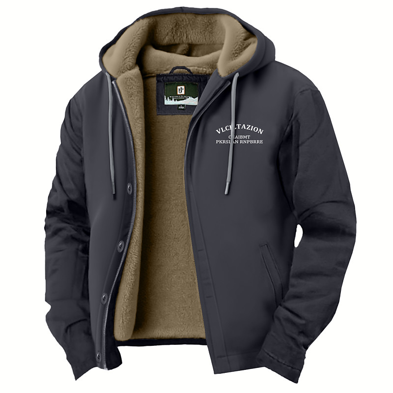 Men's Fleece Jacket Hoodied Jacket Formal Home Fleece Lining Portable Pocket Hooded Spring Fall Winter Solid Color Active Vintage Hooded Regular Brown Light Grey Dark Grey Jacket