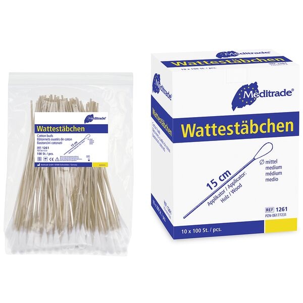 Meditrade Wattestäbchen »mittel« Holz 1000 Stück braun