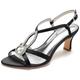 Women's Wedding Shoes Wedding Party Daily Solid Colored Wedding Sandals Bridal Shoes Bridesmaid Shoes Rhinestone Sparkling Glitter Chunky Heel Open Toe Elegant Satin Ankle Strap Wine Black White