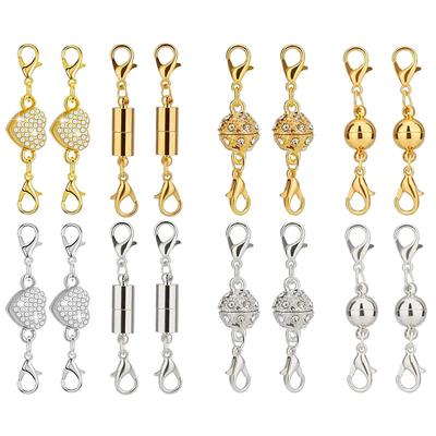 12pcs/set Magnetic Necklace Clasps and Closures for Jewelry, Strong Secure Snap Lock, Easy to Use for Arthritis, DIY Repair, Bracelet Extender Connector
