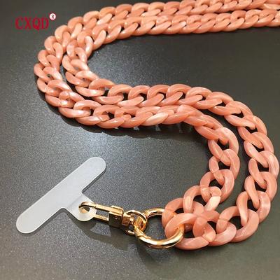 120cm Bevel Design Anti lost Phone Lanyard: Colorful Acrylic Neck Strap For Outdoor Use Portable Cell Phone Chain Acce 120cm Coffee 120cm