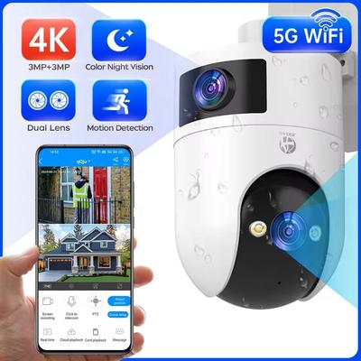 4K PTZ Outdoor Dual Lens WiFi Security Camera Auto Tracking Waterproof Video Monitor us Plug