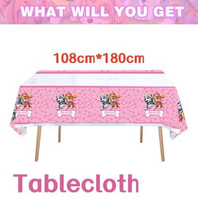 Pink Paw Patrol Skye Birthday Party Decorations: Foil Latex Balloons, Tableware, Backdrop Girls Party Supplies Color: Tablecloth 1pc