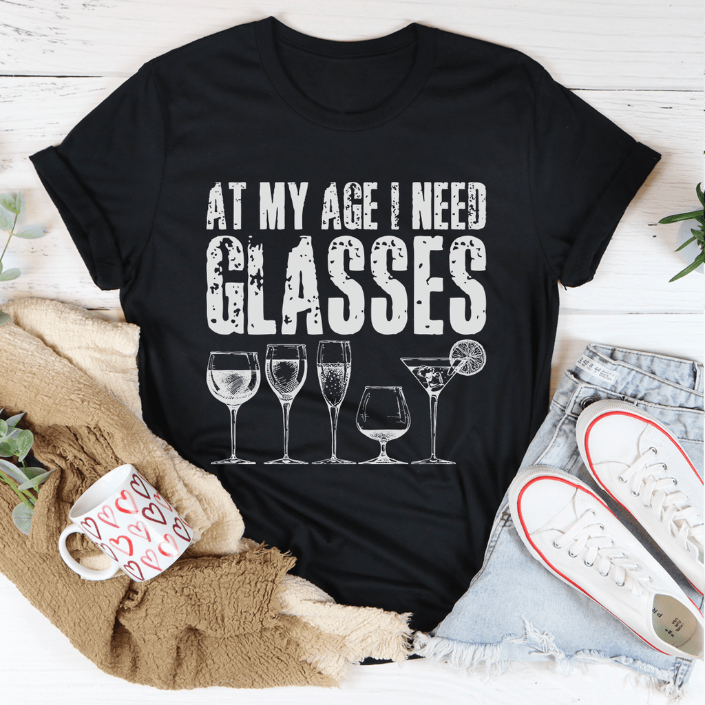 At My Age I Need Glasses Tee Heather Prism Peach M