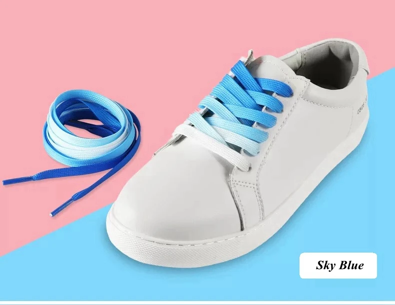 Gradient Shoelaces For Sneakers, Colorful Flat Shoe Laces For Casual Canvas Shoes, Sports Shoes, Trainers & Streetwear sky Blue 120cm