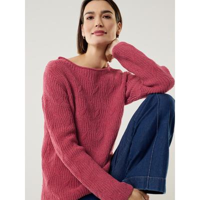 Walbusch Damen Baumwoll-Samt Sweater Orange noch offen: Muster Image