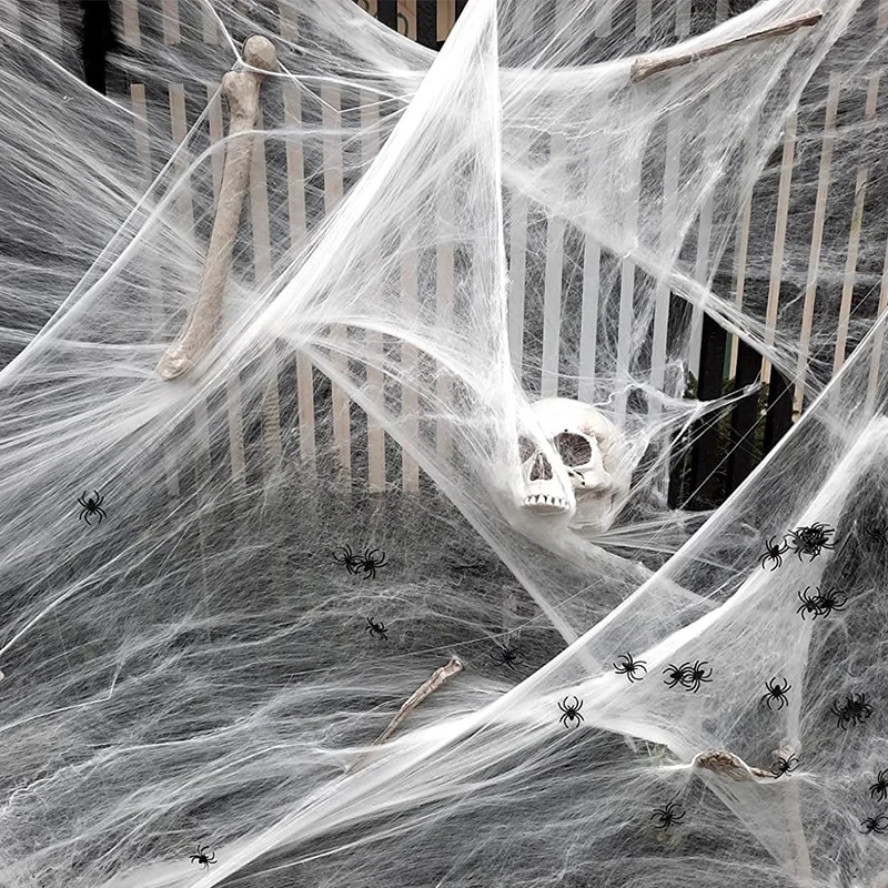 Halloween Spider Web Decoration: Stretchy Cobweb For Scary Party, Haunted House Props 20G D