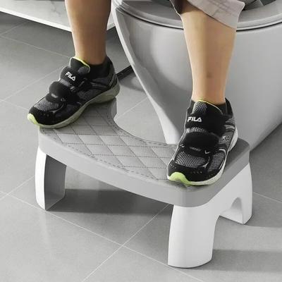 Portable Non Slip Toilet Squat Stool For Adults Foldable & Removable Seat gray