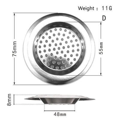 1PCS Kitchen Sink Filter Stainless Steel Mesh Sink Strainer Filter Bathroom Sink Strainer Drain Hole Filter Trap Waste D 1PC