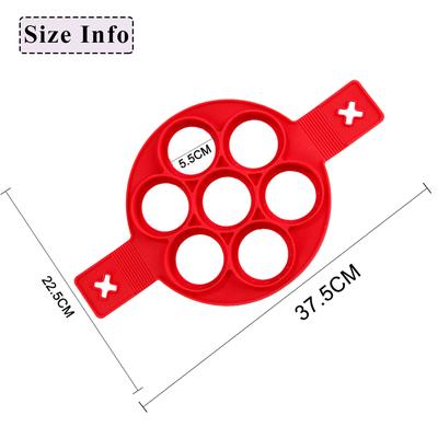 7 Holes Non Stick Pan Egg Omelette Tools Silicone Fantastic Egg Pancake Maker Ring Kitchen Baking Moulds Flip Cooker Egg Red