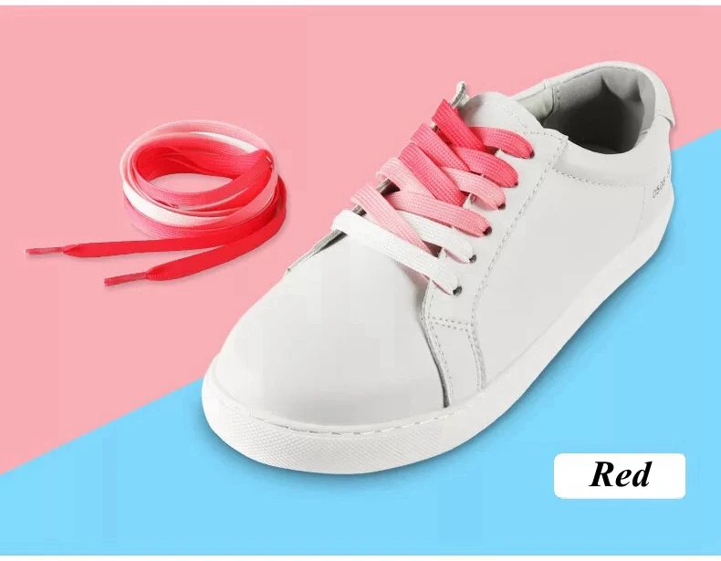 Gradient Shoelaces For Sneakers, Colorful Flat Shoe Laces For Casual Canvas Shoes, Sports Shoes, Trainers & Streetwear red 90cm