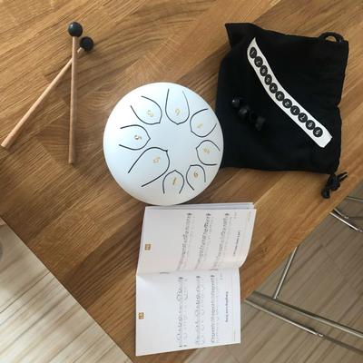 8 Tune Steel Tongue Drum Portable Hang Drum For Relaxation & Meditation Frosted White