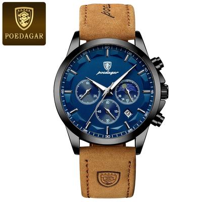 Watch Luxury Sports Waterproof Wristwatch Business Leather Men's Valentines Day Gift Watch Luxury Sports Waterproof Wristwatch Business Leather Men's Valentines Day Gift Black Blue L