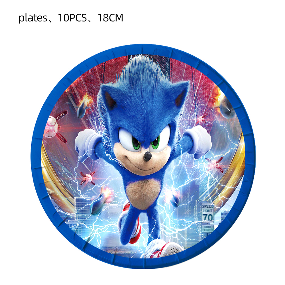 Cartoon Sonic Party Supplies: Boys' Birthday Disposable Tableware Set Baby Shower Decorations Color: 10pcs Plate 7 inch