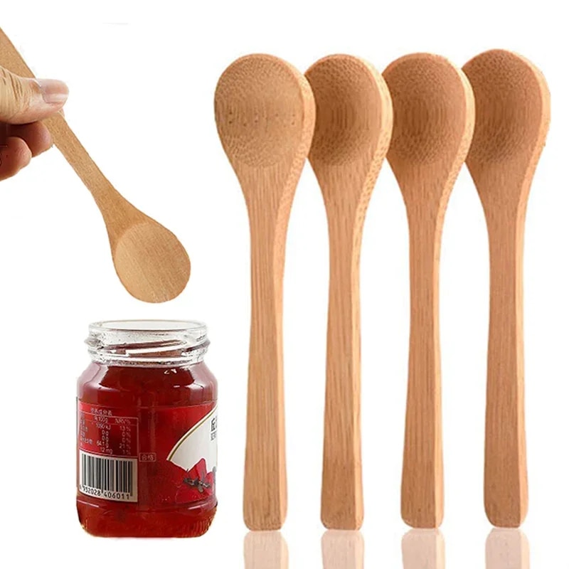 6 1PCS Wooden Spoon Set Bamboo Tableware Tea & Coffee Spoons For Serving, Cooking Tools, Home Kitchen Utensils 2
