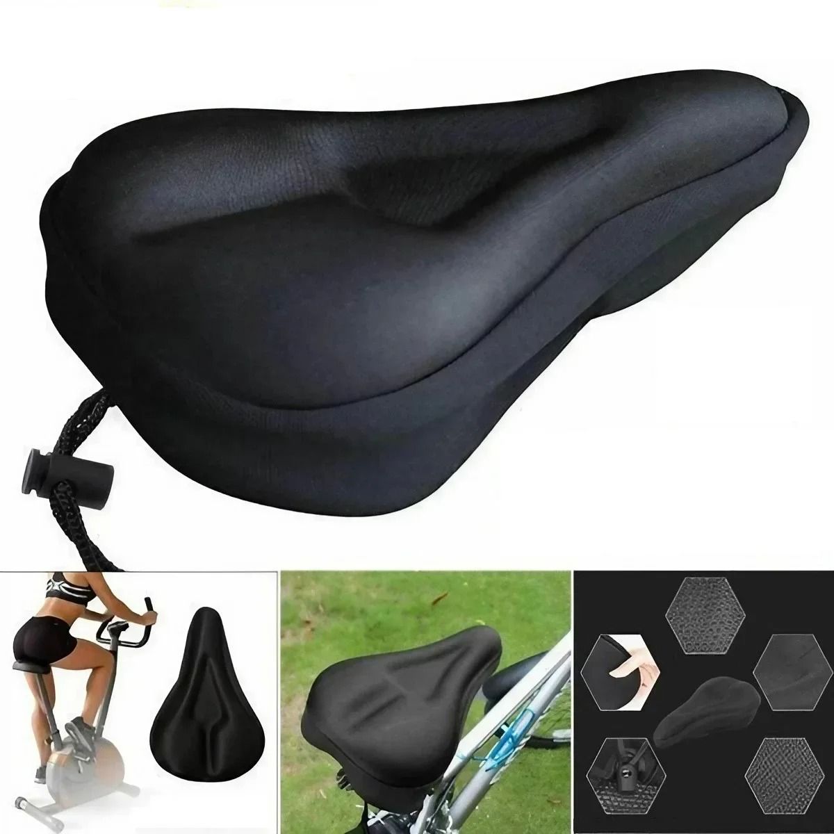 Padded Gel Bike Seat Cushion With 3D Foam Support For Mountain And Exercise Bikes blue