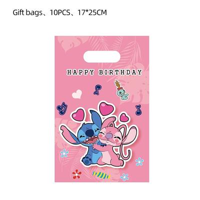 Disney Lilo & Stitch Pink Angel Birthday Party Tableware Set Disposable Supplies For Baby Showers, Weddings, And More! 10pcs Gift Bags