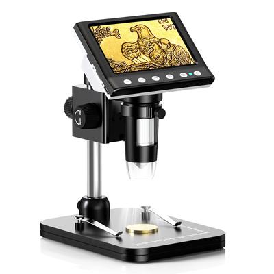 RIEVBCAU DM7 Digital Microscope 4.3 LCD 1000X Magnification W 1080P Camera 8 LED Lights For Coin Collecting & Soldering dm7 z01c