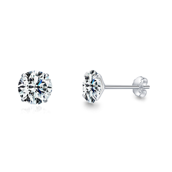 Modian Clear CZ Stud Earrings: 925 Sterling Silver Round Zirconia 4MM 7MM For Women's Wedding Jewelry 4mm