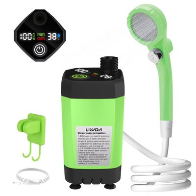 Camping Shower Pump RV Outdoor Shower Kit Camp Shower W Full Screen Intelligent Digital Display Adjustable 6000mAh Showe green